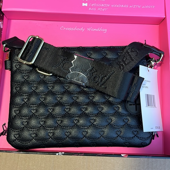 Betsey Johnson “The Pet Set” Black Crossbody Bag, Dog Tag & Keychain Pouch - Picture 15 of 16